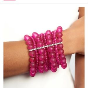 ISO of Frosted Dina stretch bracelet in pink!